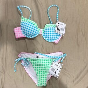 Colorful Gingham Bikini Set